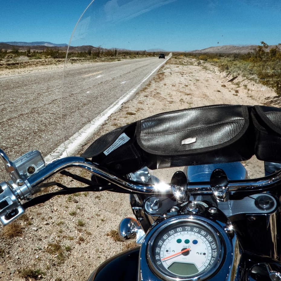 Motorcycle parked on the highway